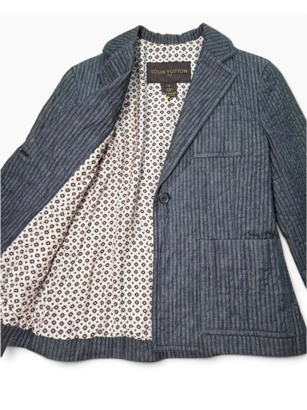 Women's Louis Vuitton Quilted Blazer Size 10 Grey White